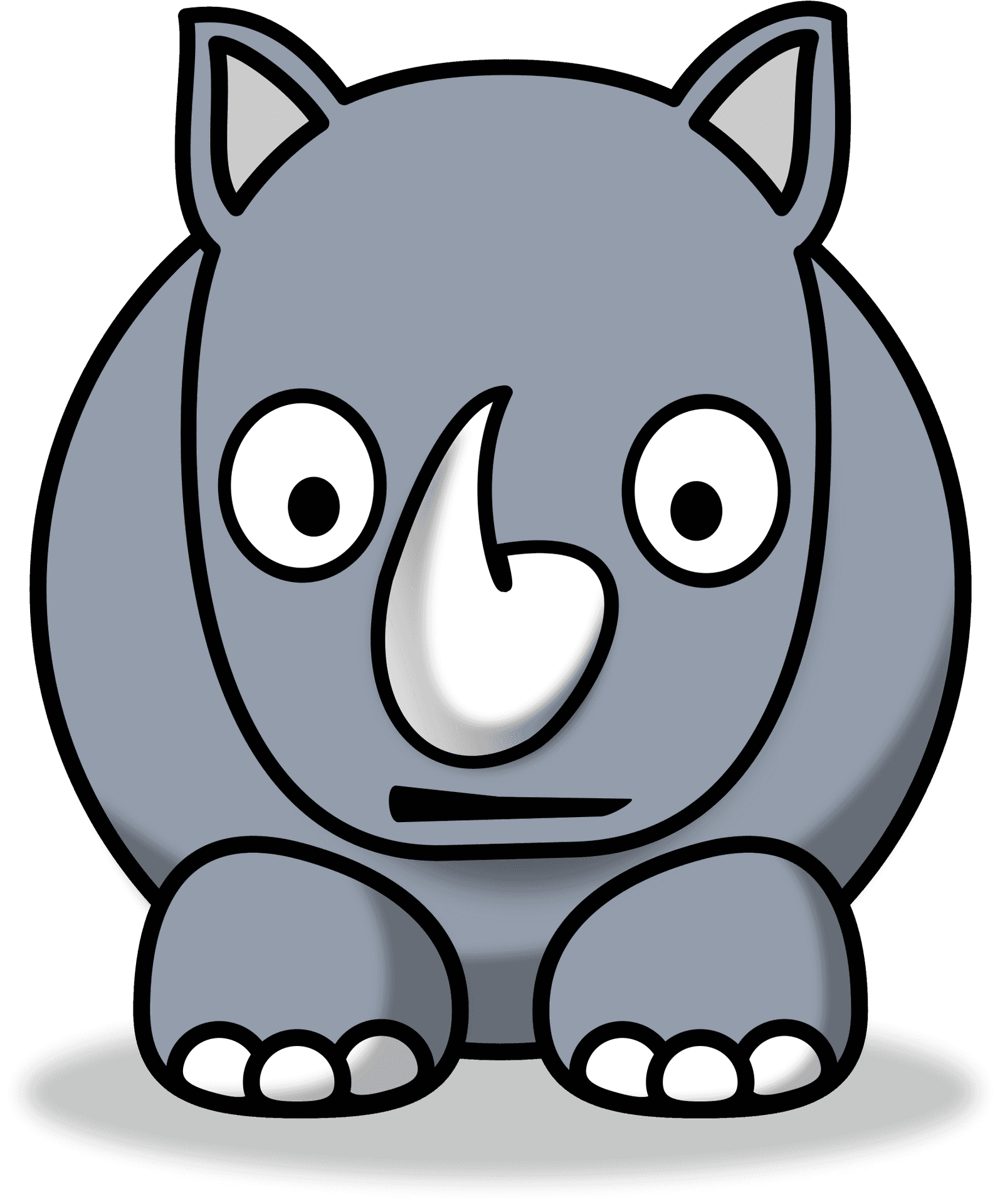 Cartoon Gray Rhino Character PNG Image