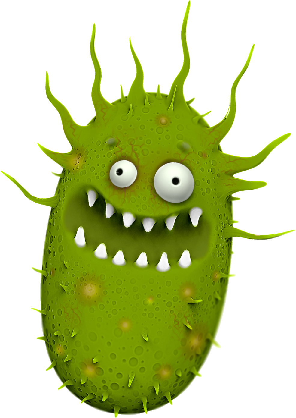 Cartoon Green Bacteria Character PNG Image