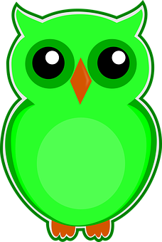 Cartoon Green Owl PNG Image