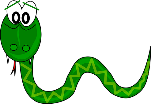 Cartoon Green Snake Graphic PNG Image