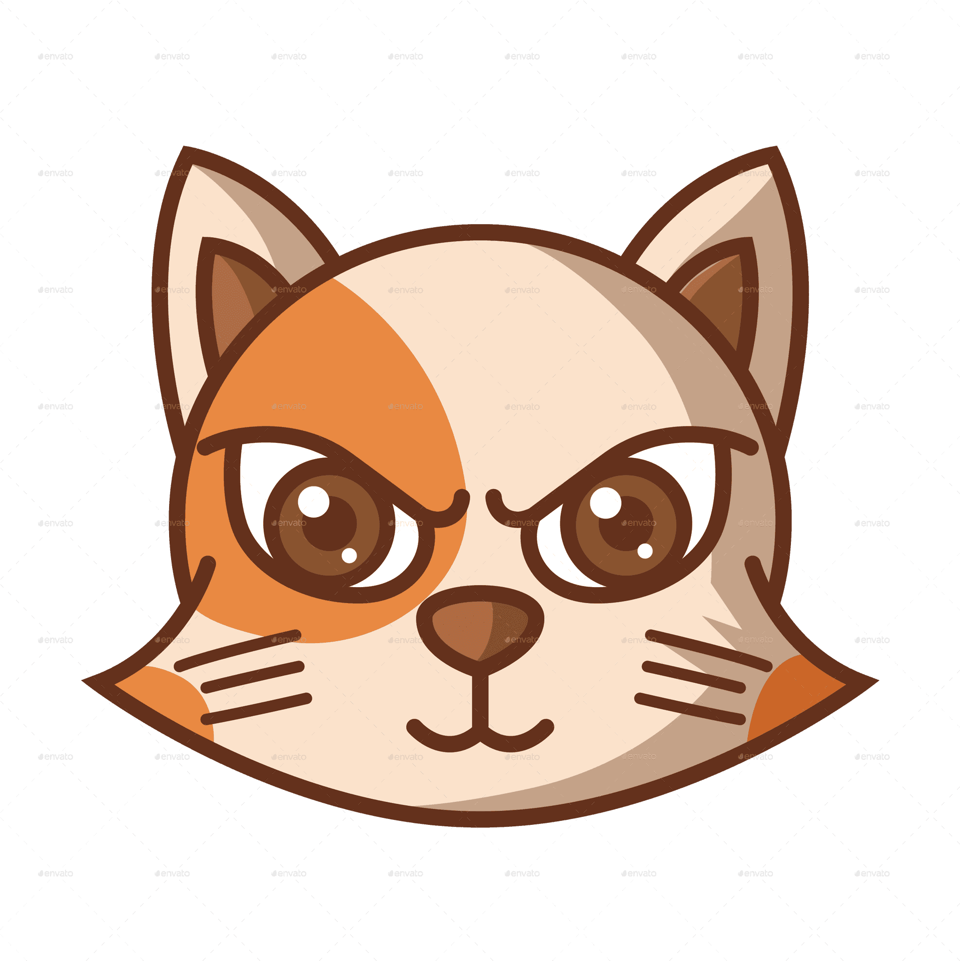 Cartoon Grumpy Cat Expression PNG Image