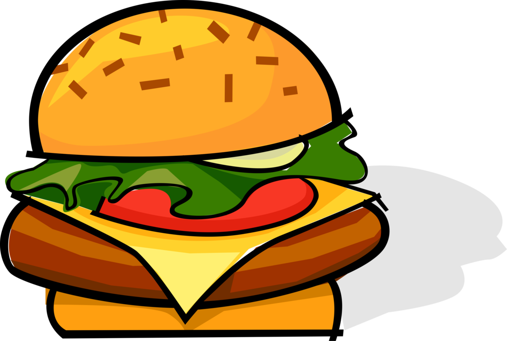 Cartoon Hamburger Illustration PNG Image