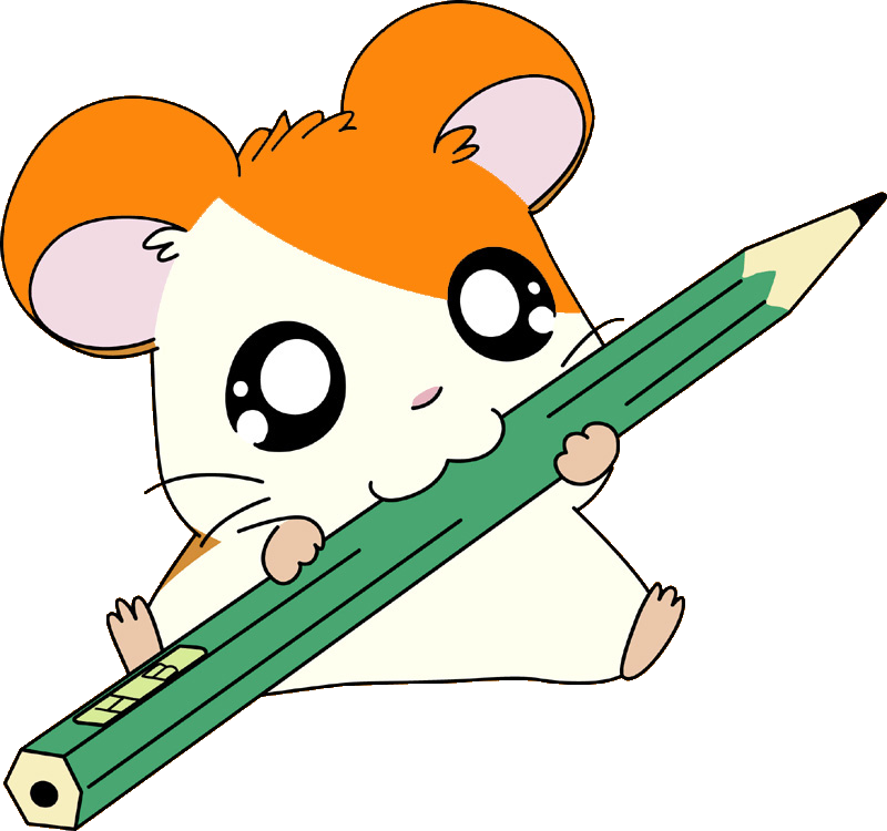 Cartoon Hamster Holding Pencil PNG Image