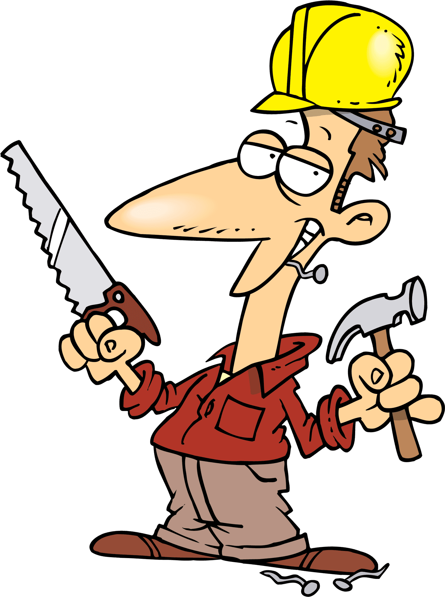 Cartoon Handymanwith Tools PNG Image