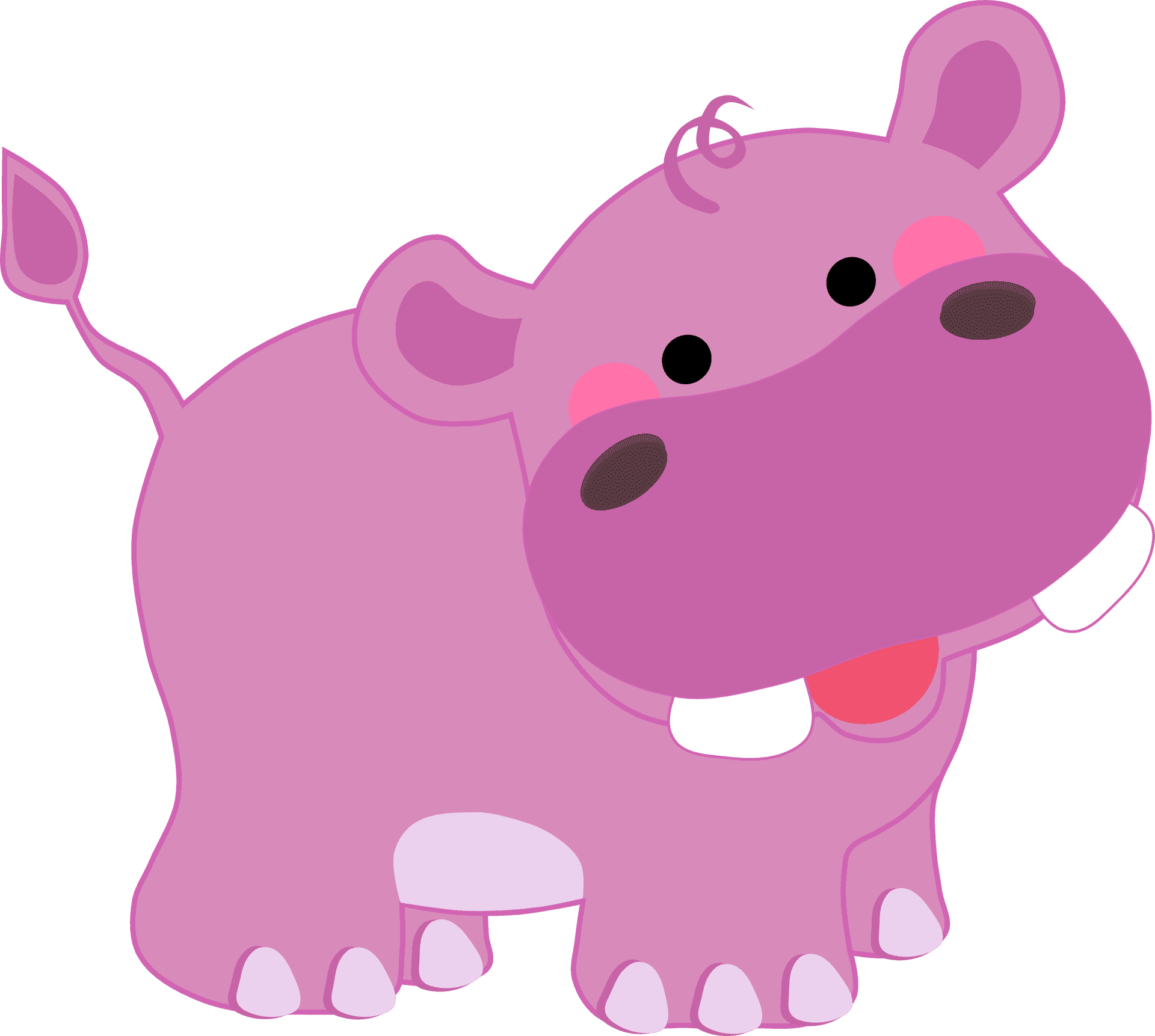 Cartoon Happy Hippopotamus PNG Image