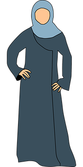 Cartoon Hijab Wearing Woman Standing PNG Image