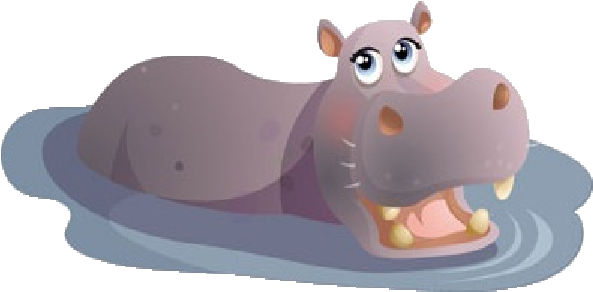 Cartoon Hippo In Water.png PNG Image