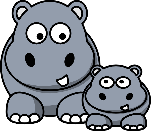 Cartoon Hippoand Calf PNG Image