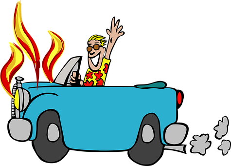 Cartoon Hotrod Flames Joyride PNG Image