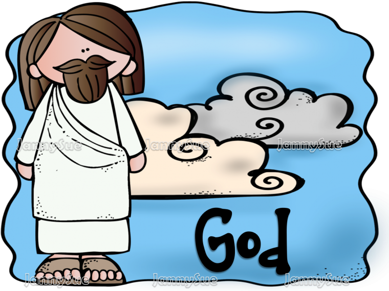 Cartoon Jesusand Clouds PNG Image