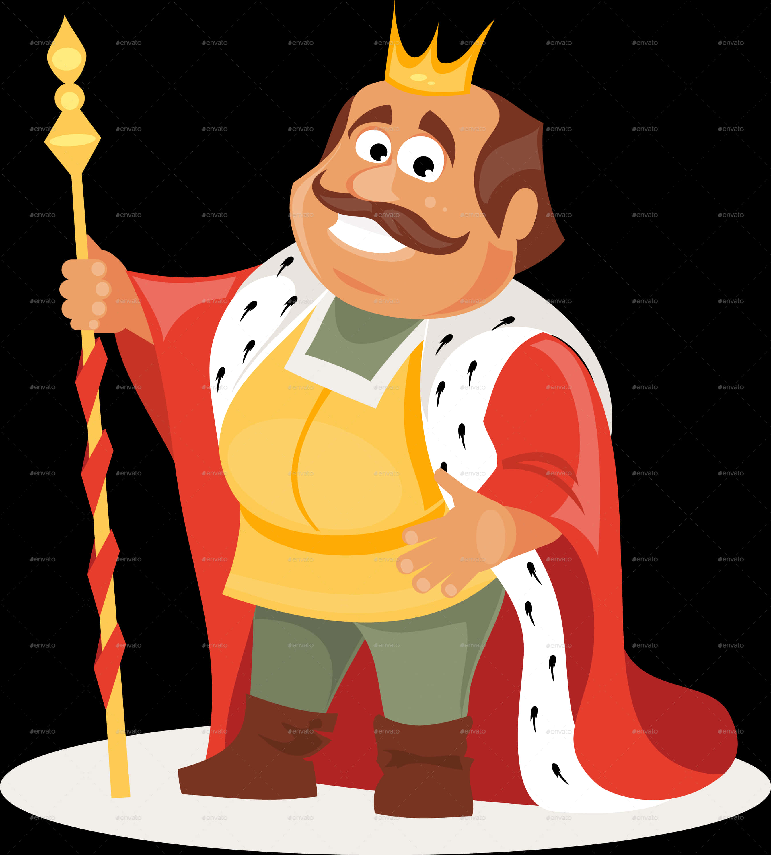 Cartoon King With Scepter PNG Image