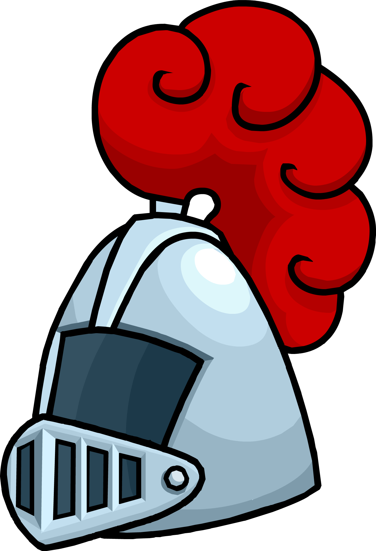 Cartoon Knight Helmet Red Plume PNG Image