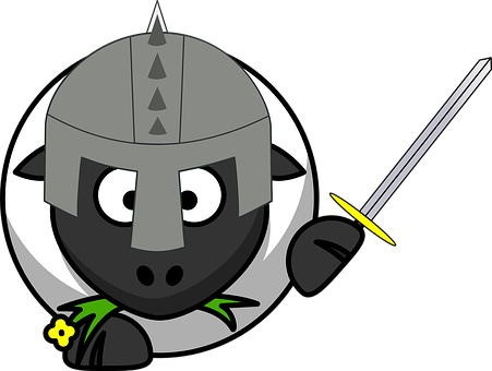 Cartoon Knight Sheep Illustration PNG Image