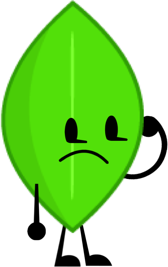 Cartoon Leaf Character Unhappy Expression PNG Image