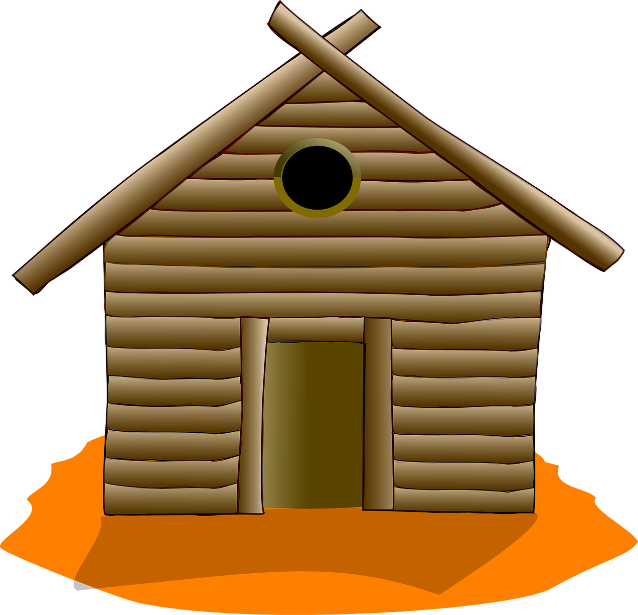 Cartoon Log Cabin Illustration.png PNG Image