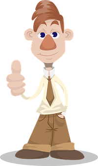 Cartoon Man Giving Thumbs Up PNG Image