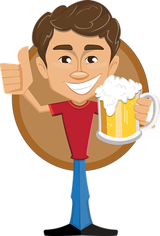 Cartoon Man Holding Beer Mug PNG Image