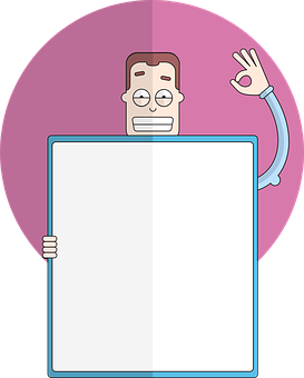 Cartoon Man Holding Blank Sign PNG Image