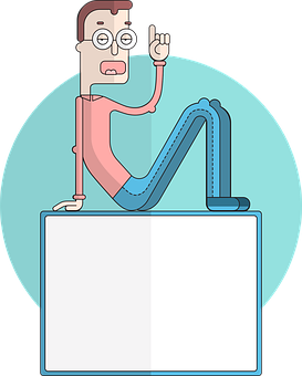 Cartoon Man Sitting On Sign PNG Image