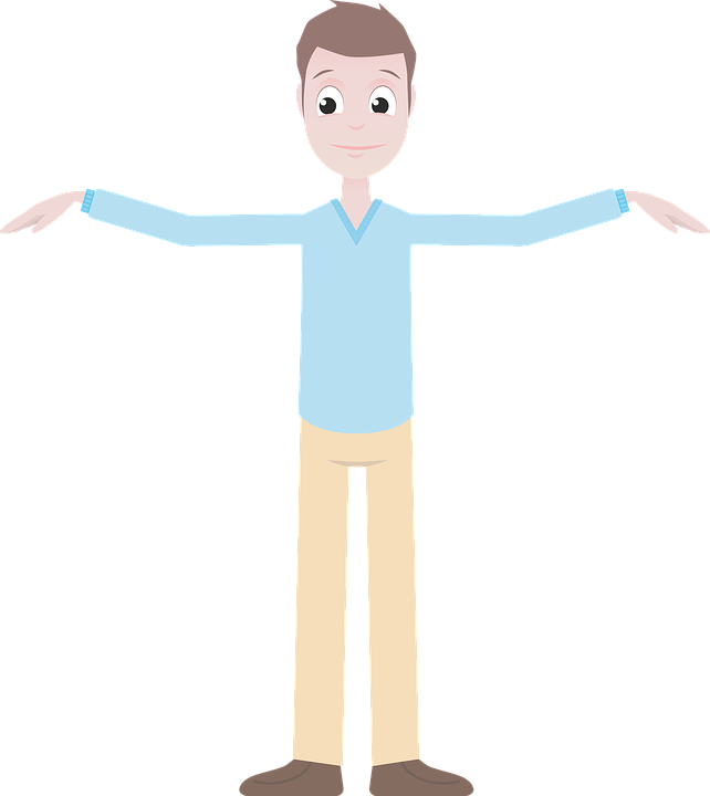 Cartoon Man Spreading Arms PNG Image