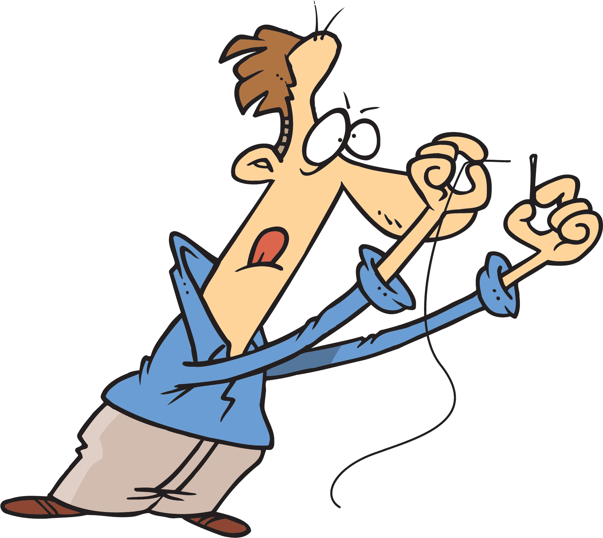 Cartoon Man Threading Needle PNG Image