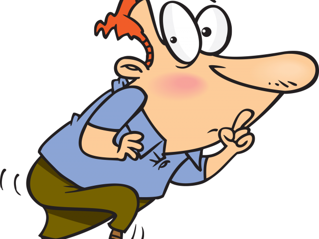 Cartoon Man Tiptoeing Quietly PNG Image