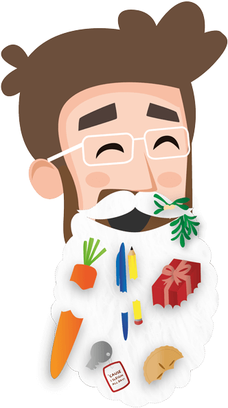 Cartoon Man With Decorated Santa Beard PNG Image