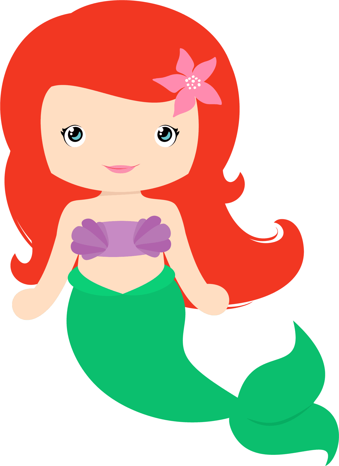 Cartoon Mermaidwith Red Hair PNG Image