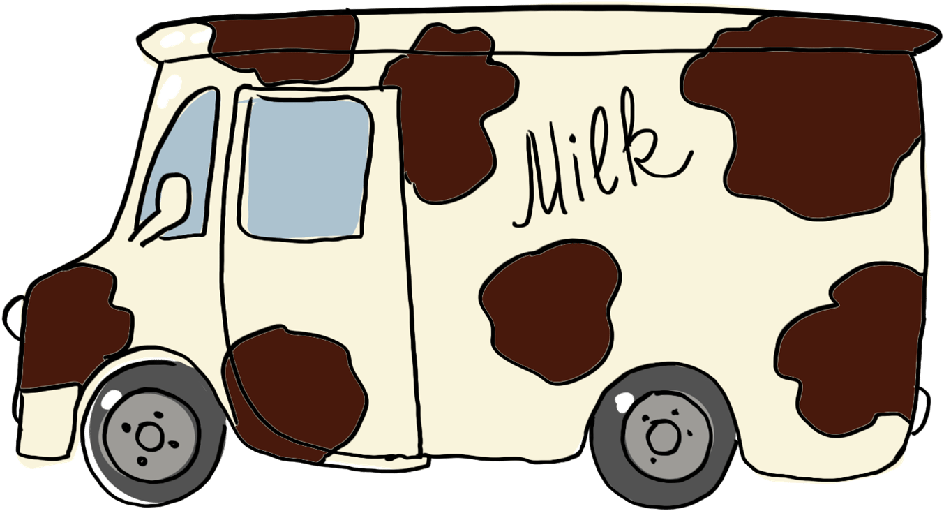 Cartoon Milk Delivery Van PNG Image