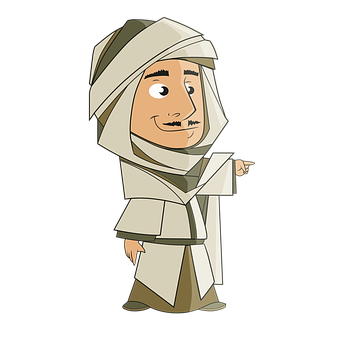 Cartoon Monk Pointing Direction PNG Image