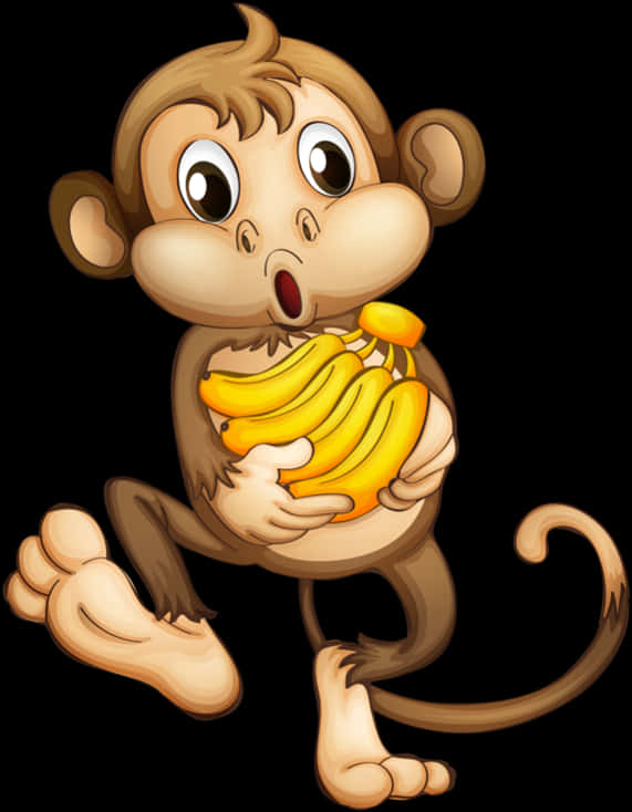 Cartoon Monkey Holding Bananas PNG Image