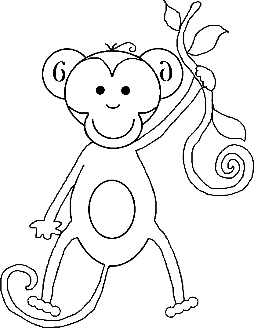 Cartoon Monkey Holding Branch PNG Image