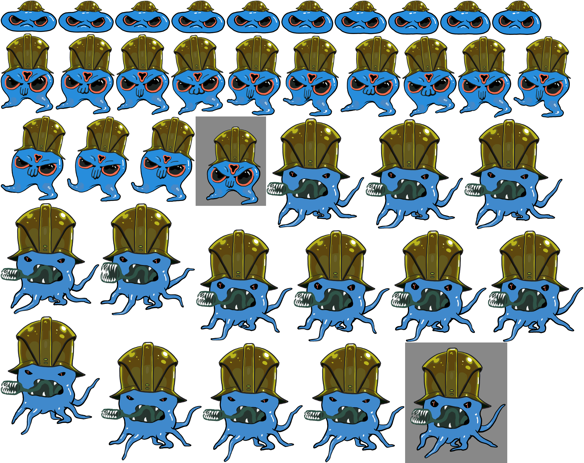 Cartoon Monster Army Pattern PNG Image