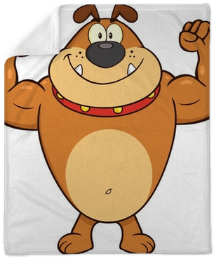 Cartoon Muscular Bulldog Flexing PNG Image