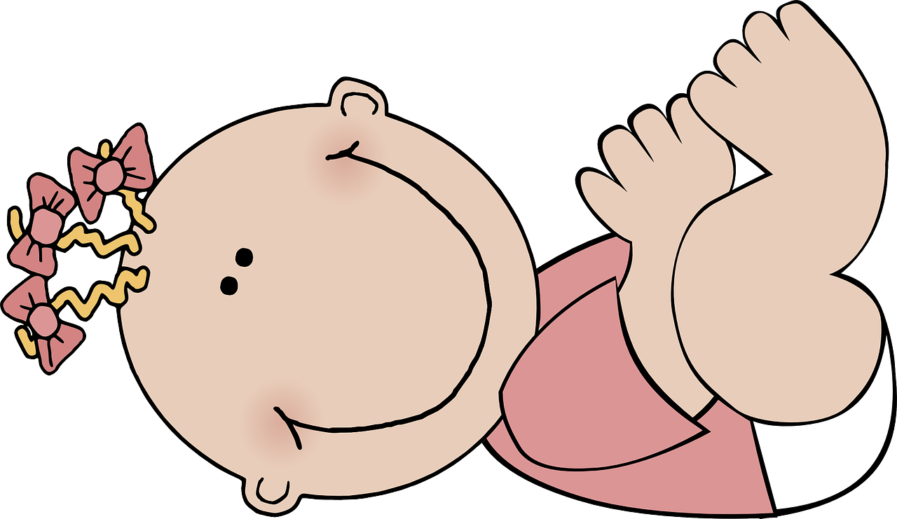 Cartoon Newborn Baby Girl PNG Image