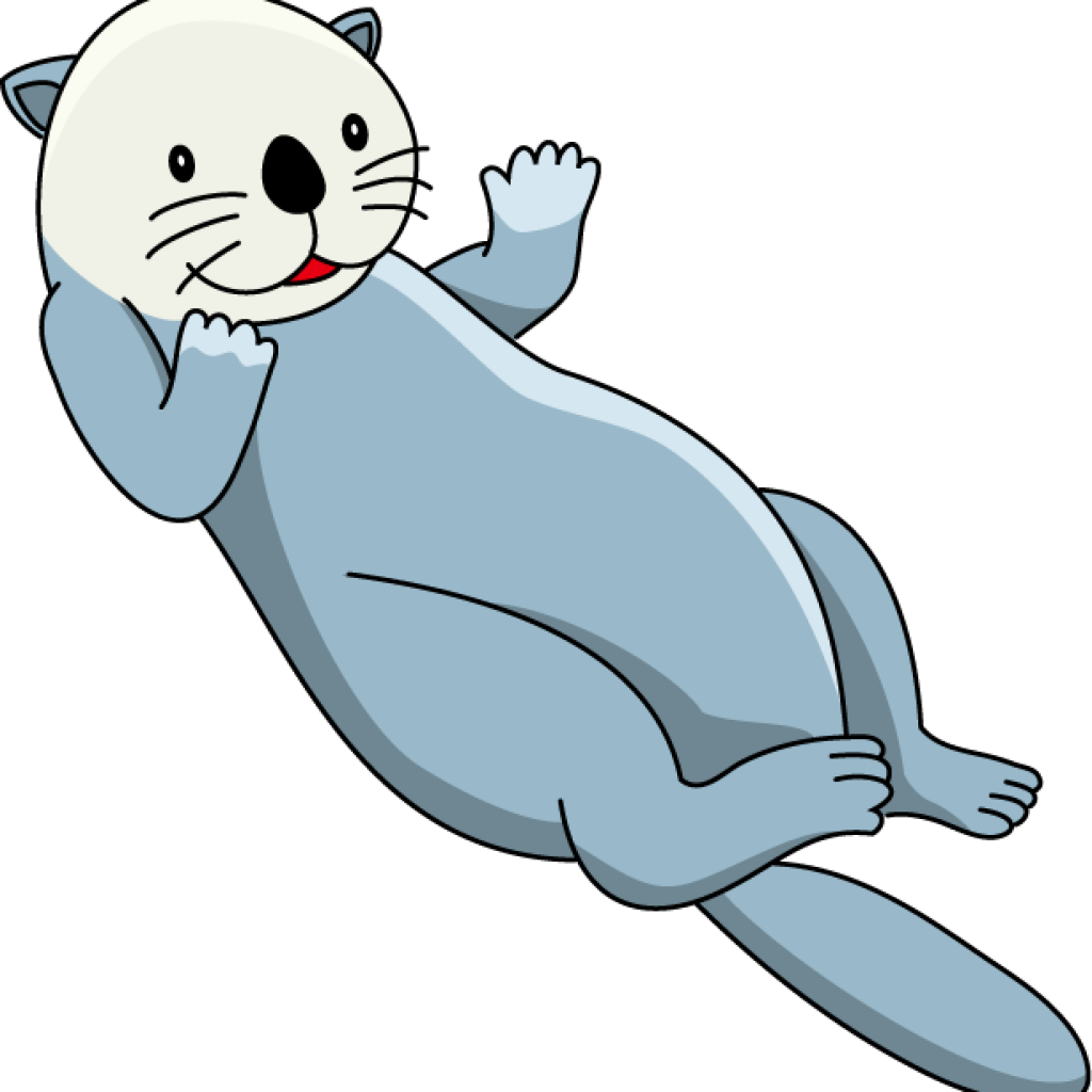 Cartoon Otter Waving PNG Image