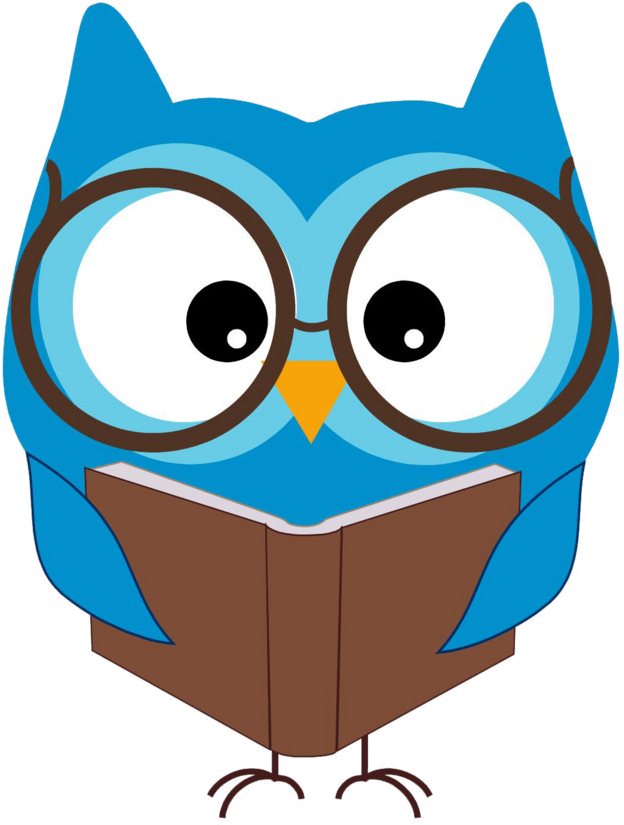 Cartoon Owl Reading Book PNG Image