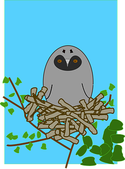 Cartoon Owlin Nest PNG Image