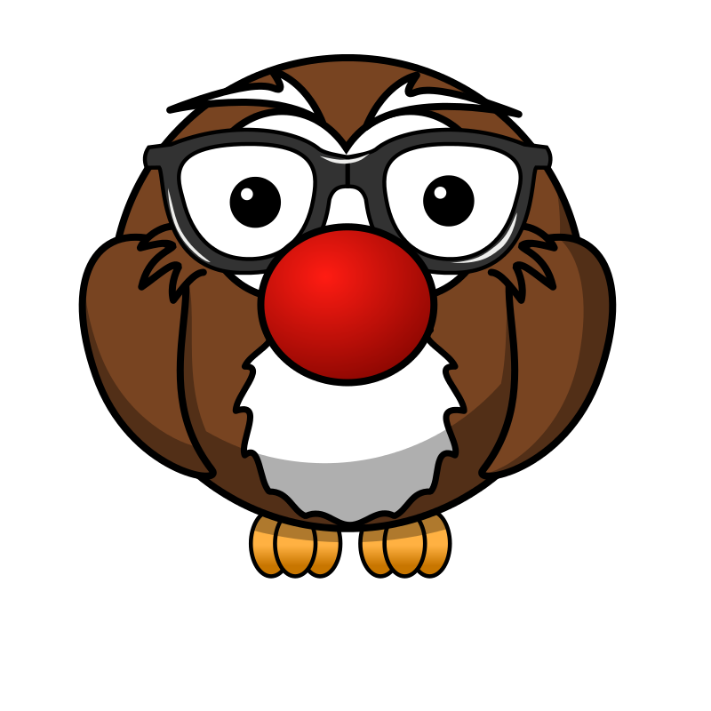 Cartoon Owlwith Glassesand Red Nose PNG Image