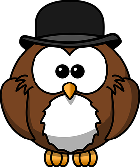 Cartoon Owlwith Hat PNG Image