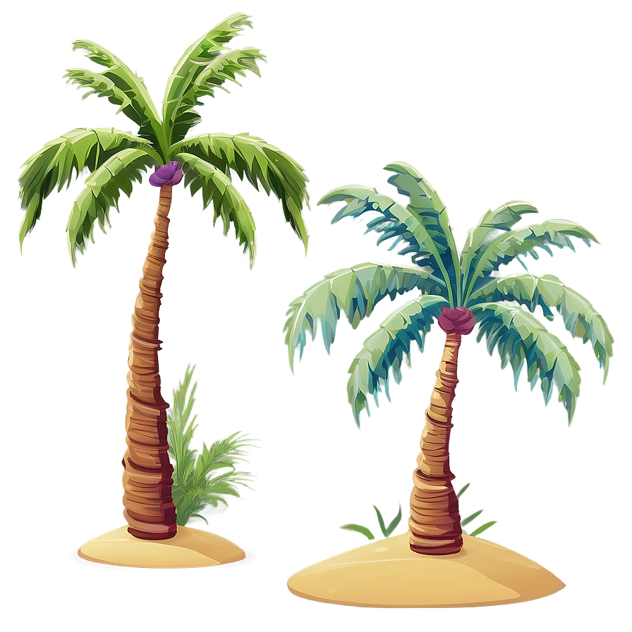 Cartoon Palm Tree Oasis Png 06212024 PNG Image