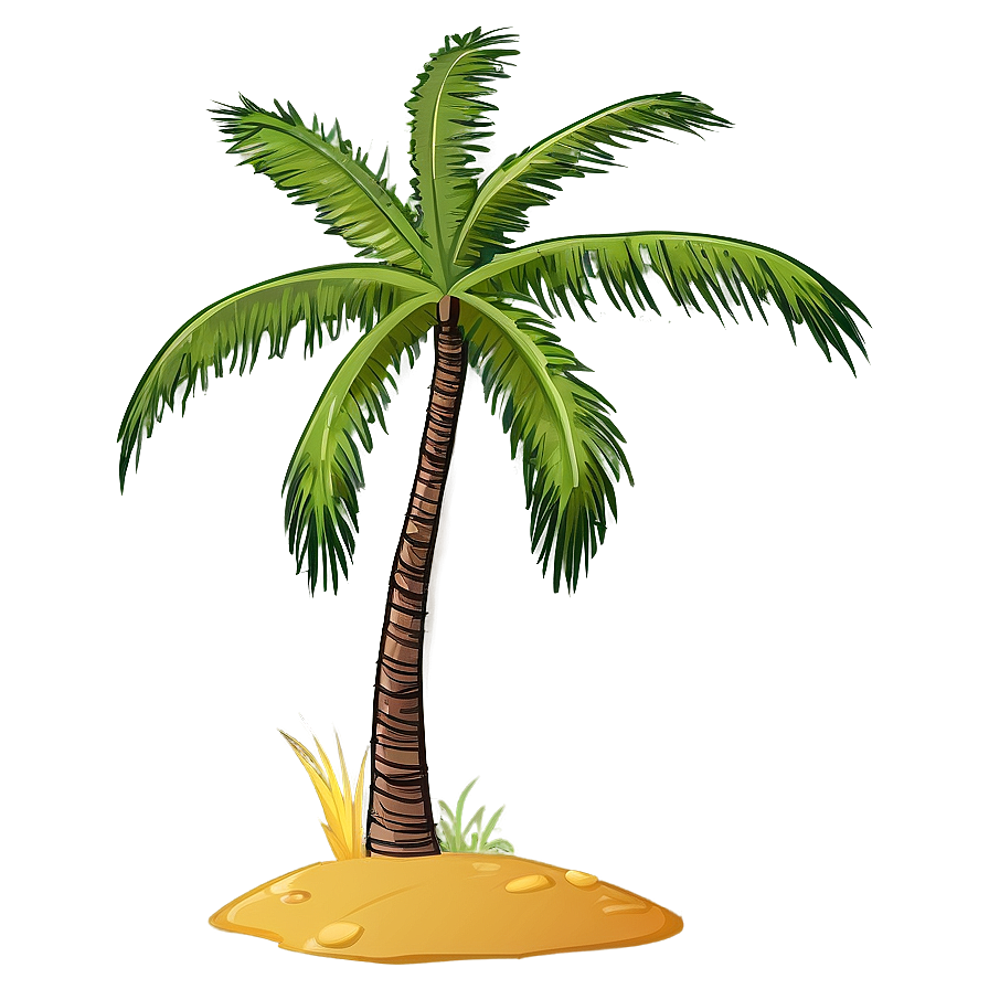 Cartoon Palm Tree On Island Png Vxk PNG Image