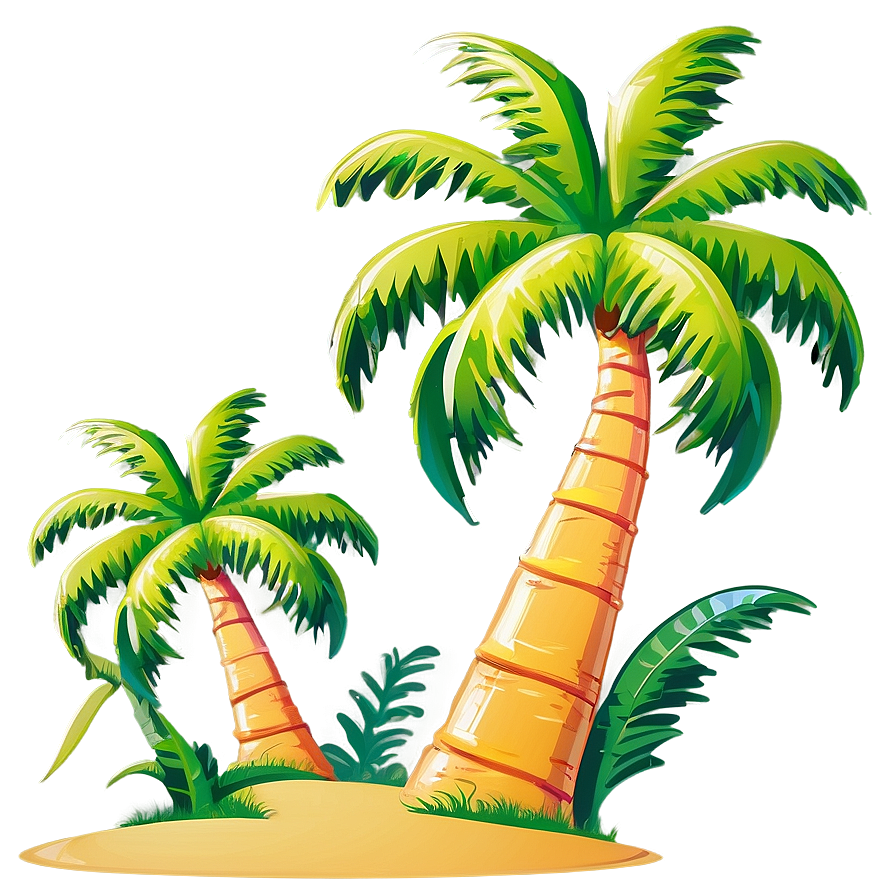 Cartoon Palm Tree Vacation Png Uxc PNG Image