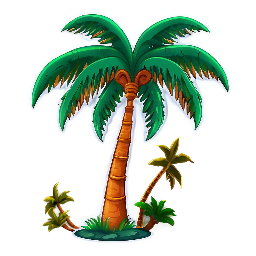 Cartoon Palm Tree With Clouds Png 06212024 PNG Image