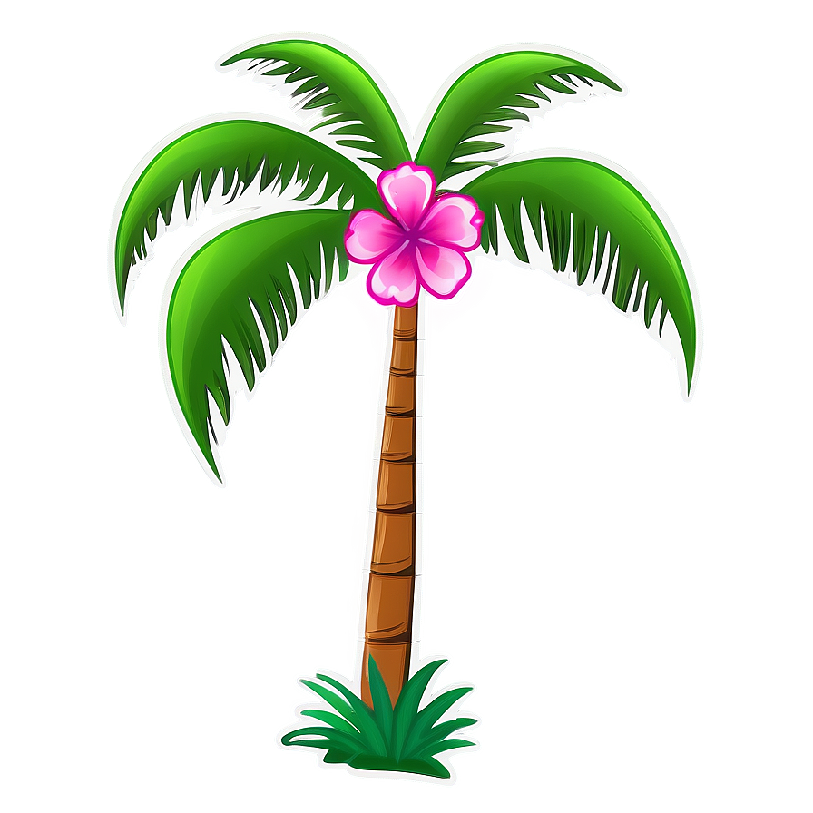 Cartoon Palm Tree With Flowers Png 06212024 PNG Image