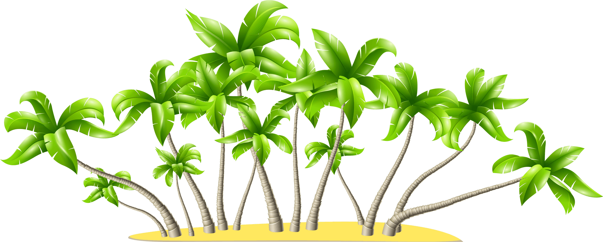 Cartoon Palm Trees Island PNG Image