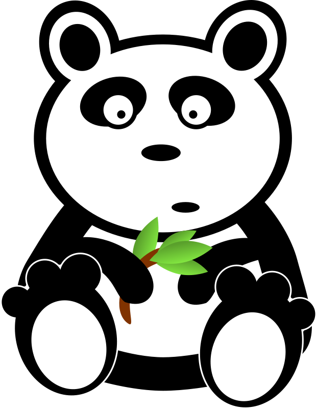 Cartoon Panda Holding Bamboo PNG Image