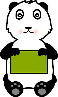 Cartoon Panda Holding Sign PNG Image