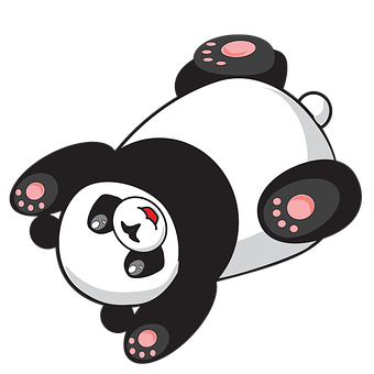 Cartoon Panda Lying Down PNG Image