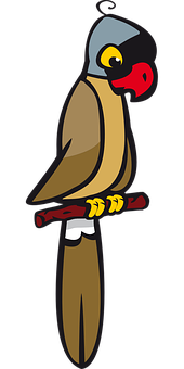 Cartoon Parrot Perched PNG Image